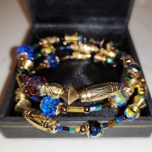 Tri Egyptian Bead Stretch Bracelet